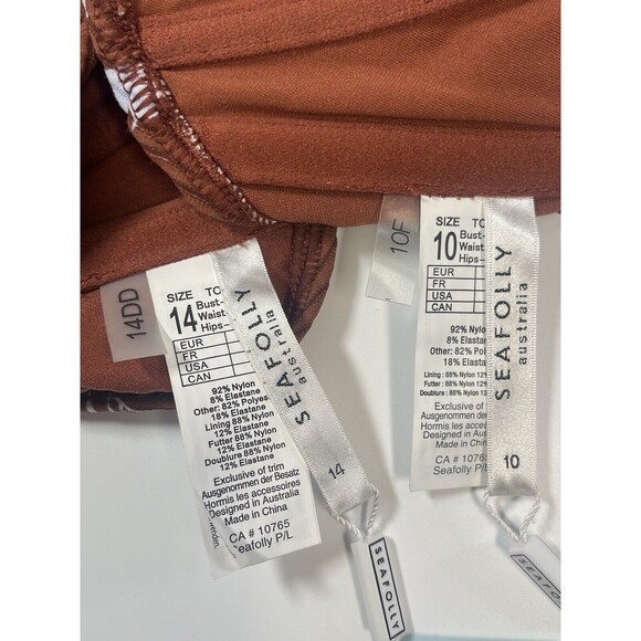 SEAFOLLY Australia Wild Tropics Square Neck Tank Bikini Top Amber Sz DD & F New - Picture 7 of 7